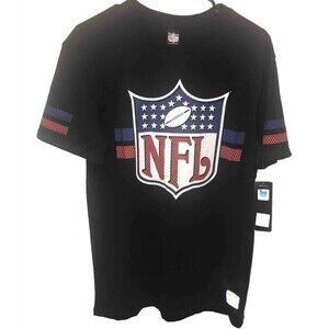 Official NFL Shield  Logo T Shirt Mens Size Medium Black Red White Blue $40